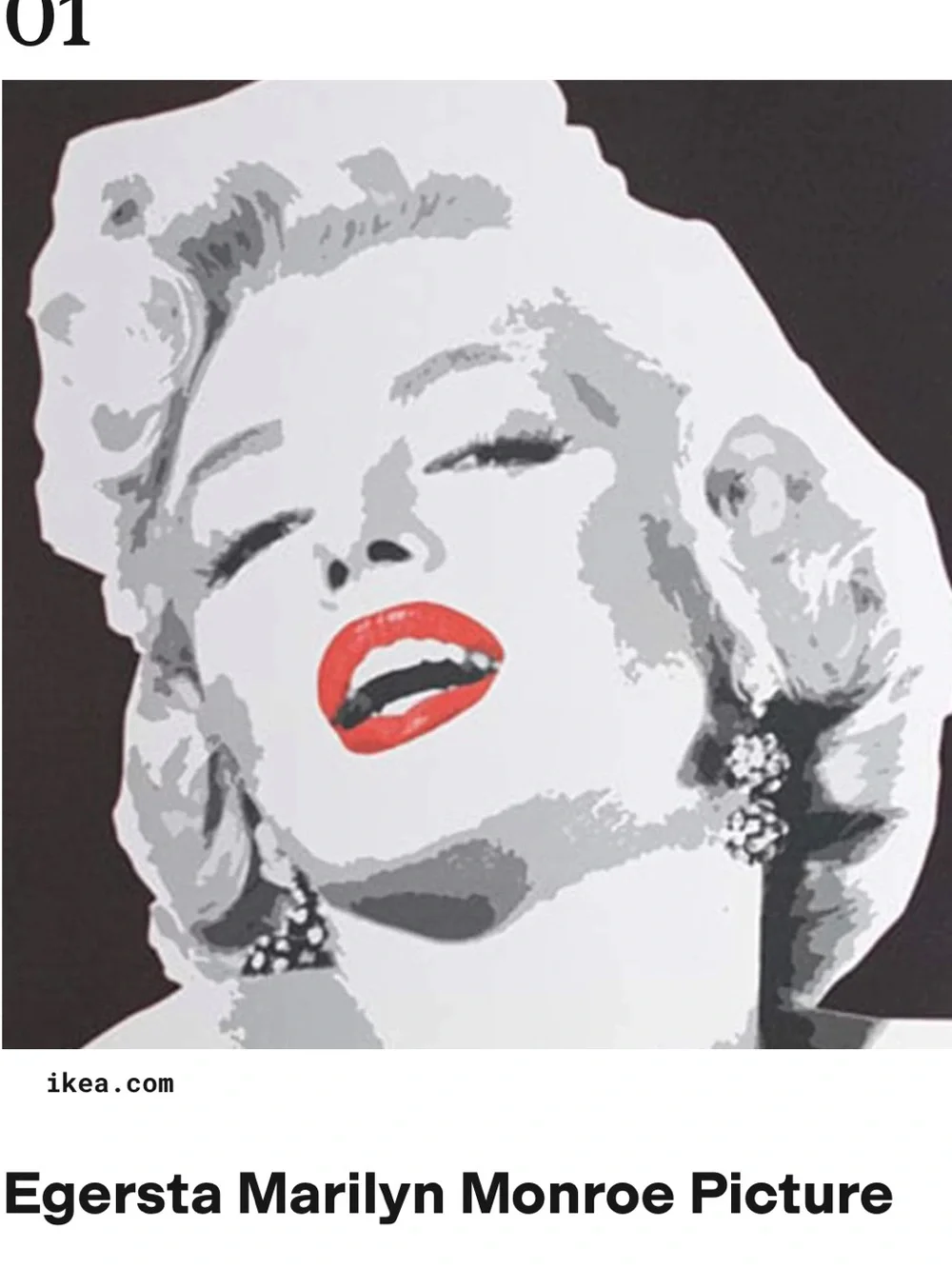 IKEA Marilyn Monroe Pop Portrait pjatteryd 35 35